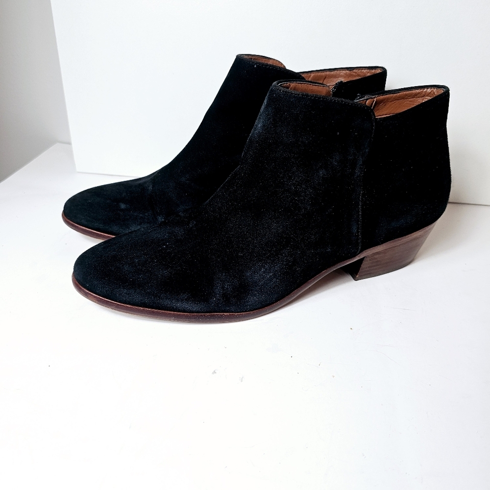 Sam Edelman Black Suede Low Heel Ankle Boot Size 12 - Picture 2 of 7